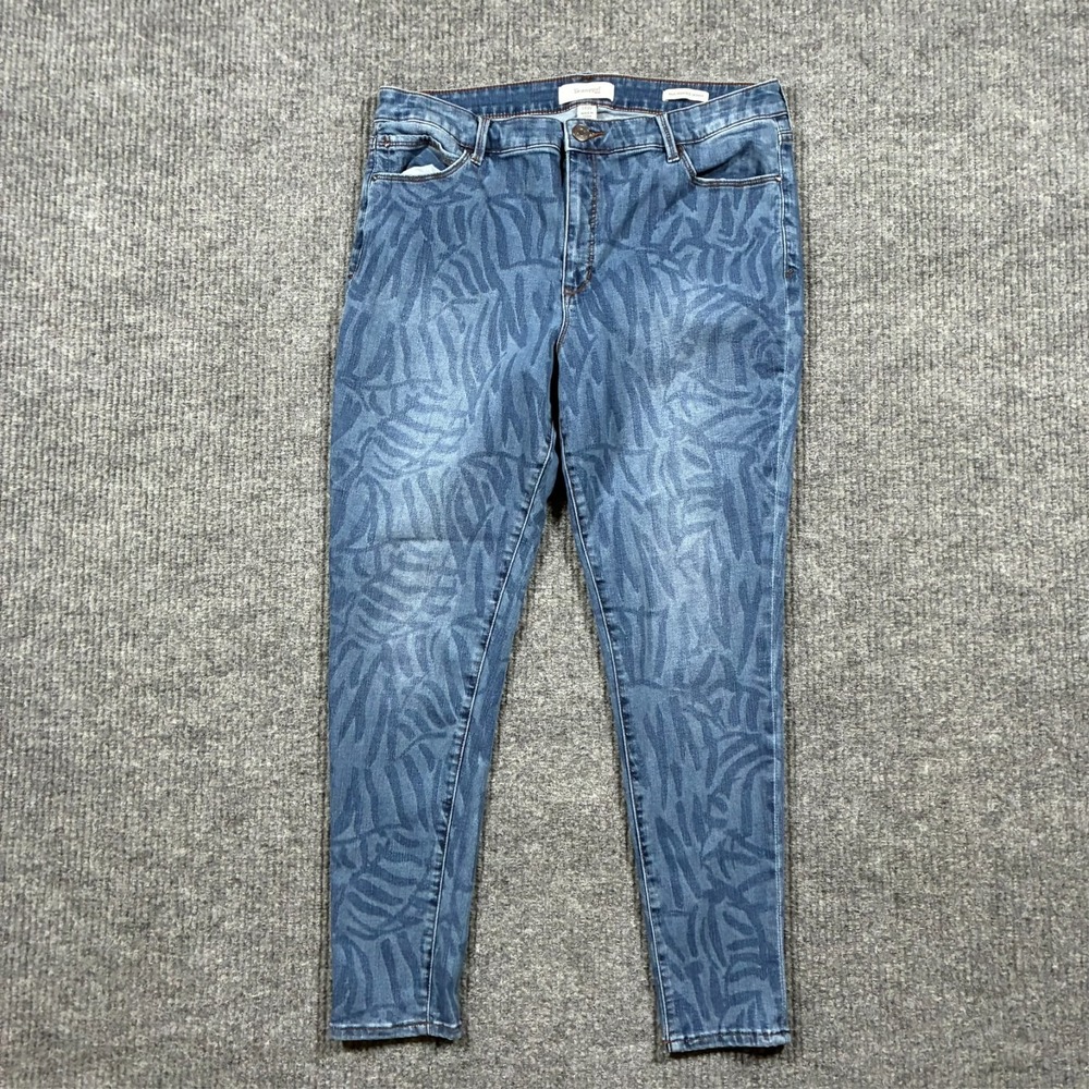 Skinnygirl Paul High Rise Skinny Jeans Womens Plus Size 14W Blue Print Stretch